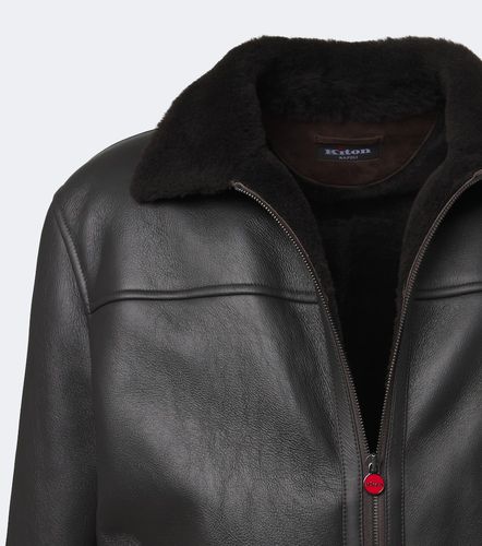 Shearling-trimmed leather bomber jacket - Kiton - Modalova