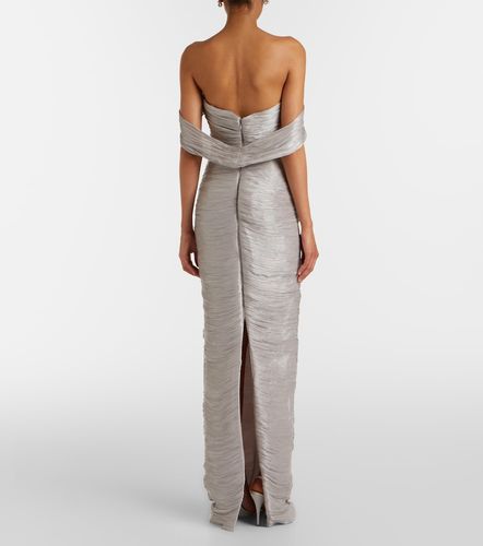 Off-shoulder pleated bustier gown - Marmar Halim - Modalova
