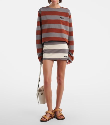 Camiseta de jersey de algodón a rayas - Miu Miu - Modalova