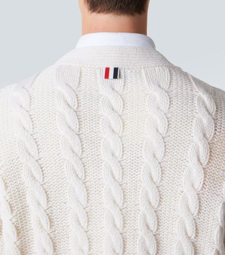 RWB Stripe cable-knit virgin wool cardigan - Thom Browne - Modalova