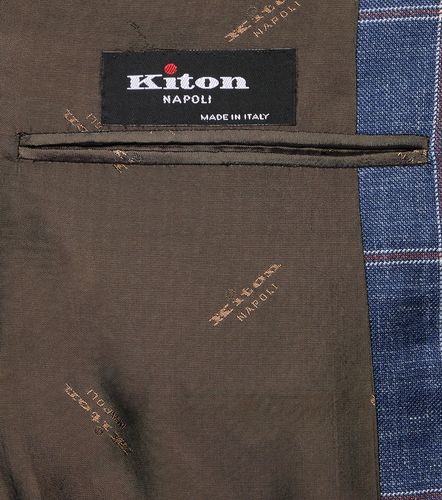 Checked cashmere, wool, silk, and linen blazer - Kiton - Modalova