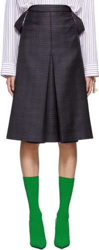 Balenciaga Navy Wool Check Skirt - Balenciaga - Modalova