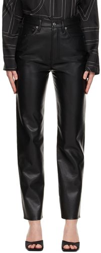 Black Recycled Leather 90's Pinch Waist Trousers - AGOLDE - Modalova