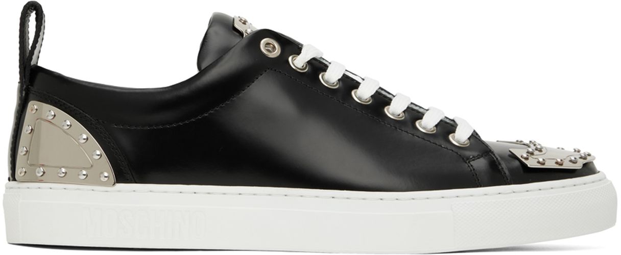Moschino Black Leather Sneakers - Moschino - Modalova