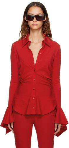 Blumarine Red Ruched Shirt - Blumarine - Modalova