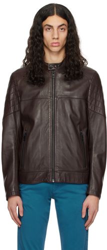 BOSS Brown Joset Leather Jacket - BOSS - Modalova