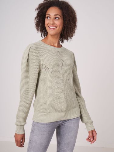 Rib knit sweater with puff shoulders - REPEAT cashmere - Modalova