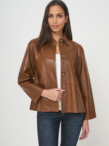 Loose fit leather shirt jacket - REPEAT cashmere - Modalova
