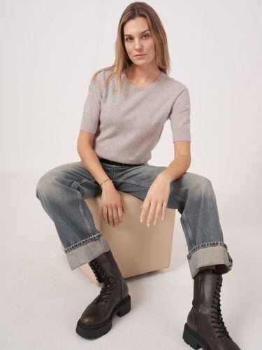 Basic short sleeve organic cashmere sweater - REPEAT cashmere - Modalova