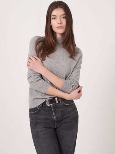 Organic cashmere sweater with ribbed stand collar - REPEAT cashmere - Modalova