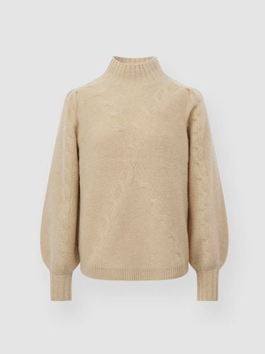 Chunky cashmere puff-sleeve sweater with cable pattern - REPEAT cashmere - Modalova