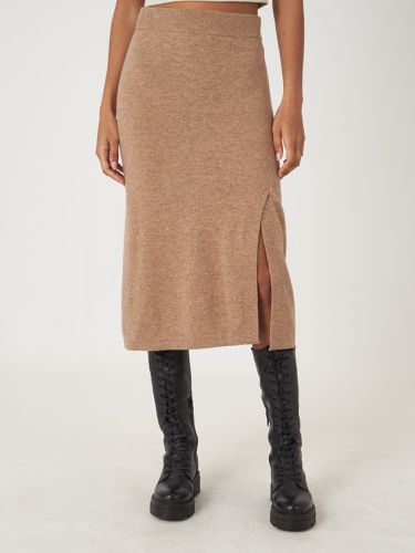 Fine knit cashmere skirt with front slit - REPEAT cashmere - Modalova