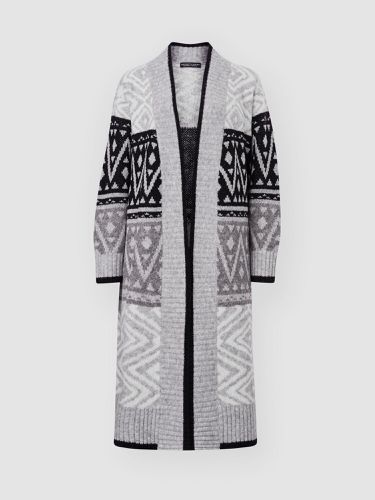 Long intarsia knitted V-neck cardigan - REPEAT cashmere - Modalova