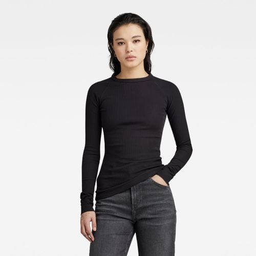 Slim Rib Henley Top, Grey