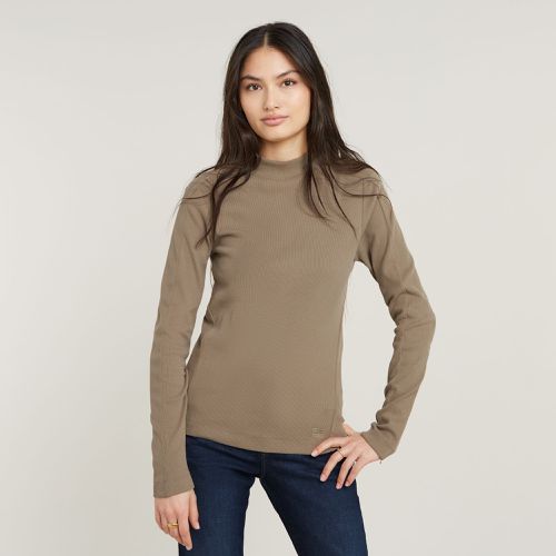 Top Slim Rib Mock - Beige - Mujer - G-Star RAW - Modalova