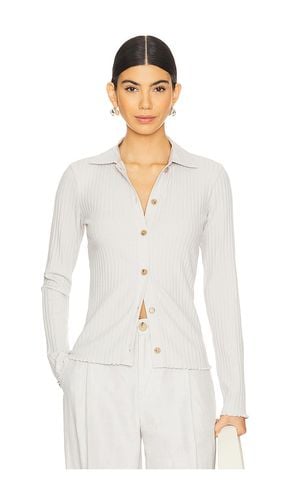 Polo con botones rib long sleeve en color ivory talla L en - Ivory. Talla L (también en M, S, XL, XS) - Vince - Modalova