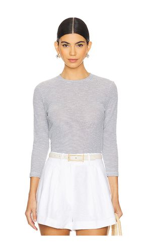 Cuello redondo micro stripe 3/4 sleeve en color blanco talla L en & - White. Talla L (también en S, XL, XS, XXS) - Vince - Modalova