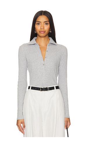 Rib long sleeve collared polo en color gris talla L en - Grey. Talla L (también en M, S, XL, XS, XXS) - Vince - Modalova