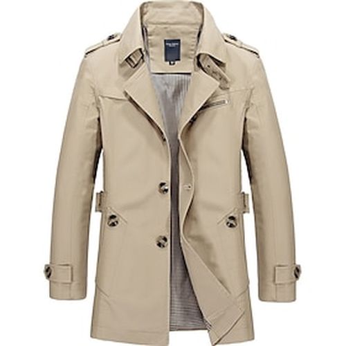 Men's Trench Coat Overcoat Fall Winter Daily Long Coat Notch lapel collar Vintage Jacket Long Sleeve Solid Colored Blue Army Green Khaki - Ador.com UK - Modalova