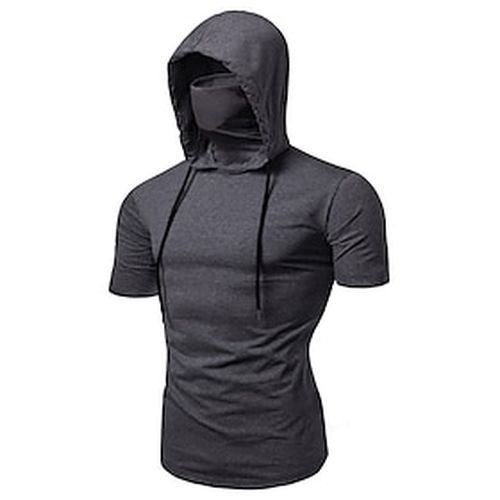 Men's Hoodie with Mask Running Shirt Tee Tshirt Top Street Athleisure Thermal Warm Breathable Soft Cotton Running Jogging Training Sportswear Solid Colored Nor - Ador ES - Modalova