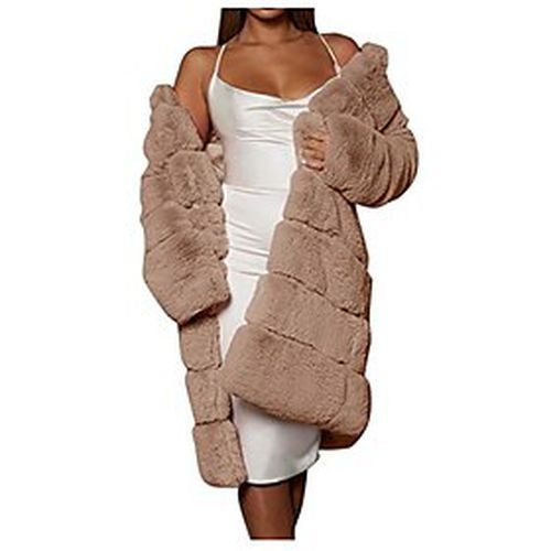 Rnuyke women thicken warm winter plus size short faux coat warm furry fauxlong jacket long sleeve outerwear overcoat khaki - Ador.com UK - Modalova