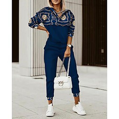 Women's Sweatshirt Tracksuit Pants Sets Blue Khaki Gray Print Graphic Casual Daily Long Sleeve V Neck Fashion Regular Fit Spring Fall - Ador.com UK - Modalova