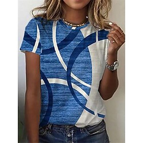 Women's Basic Summer Striped Print Short Sleeve Crewneck Casual T-Shirt - Ador.com UK - Modalova