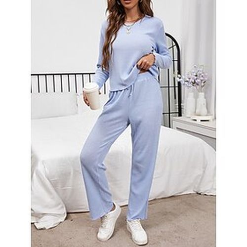 Women's Pajamas Pajama Top and Pant Sets Fashion Casual Soft Pure Color Polyester Home Daily Bed Crew Neck Breathable T shirt Tee Long Sleeve Elastic - Ador.com UK - Modalova