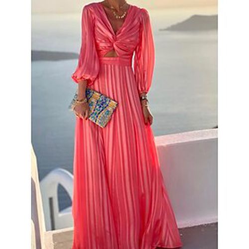 Women's Casual Dress Swing Dress Sundress Long Dress Maxi Dress Streetwear Casual Pure Color Pleated Hollow Out Holiday Vacation Going out V Neck Long - Ador.com UK - Modalova