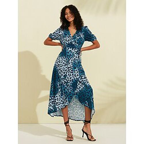 Satin Leopard Print Crossover Maxi Dress - Ador.com - Modalova