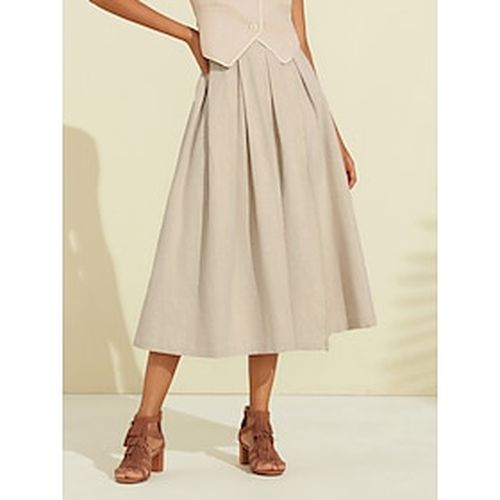 Linen Clean Fit Midi Skirt - Ador.com - Modalova