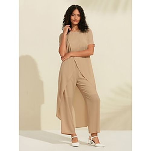 Women's Wrap Solid / Plain Color Round Casual Daily Casual Daily Pants Trousers Short Sleeve T-shirt Sleeve Brown S M L Spring Summer - Ador - Modalova