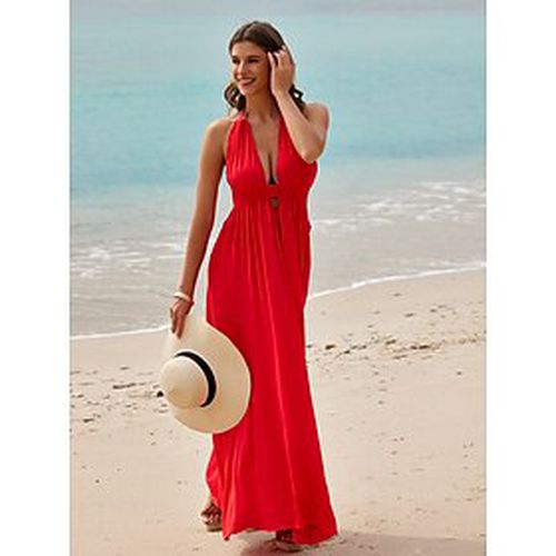 Elegant V Neck Drawstring Vacation Dress - Ador - Modalova