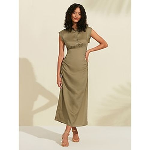 Solid Shirred Shirt Dress - Ador.com - Modalova