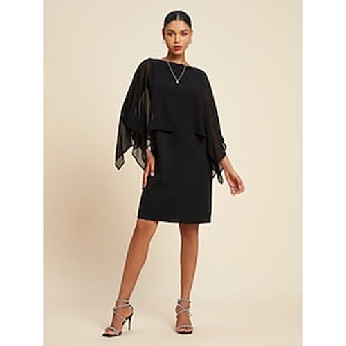 Women's Chiffon Black Dress Loose Cape Mini Dress Bodycon Dress - Ador.com - Modalova