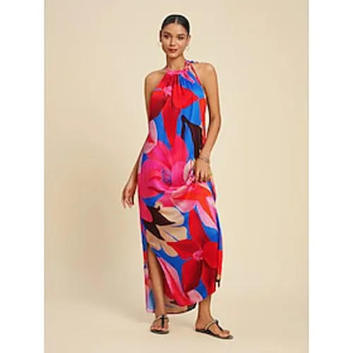 Tencel Floral Print Halter Maxi Dress - Ador.com - Modalova