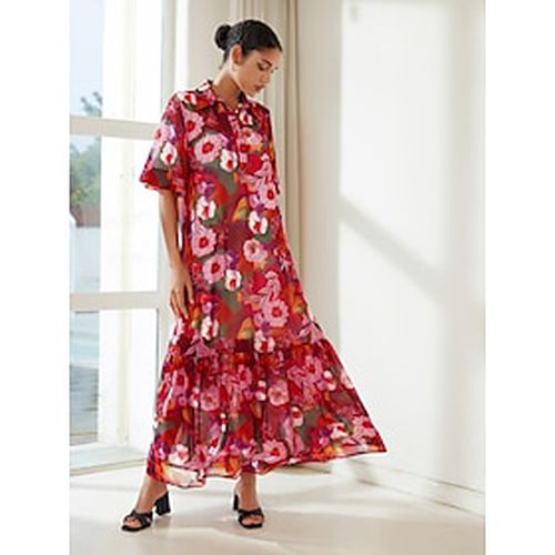 Chiffon Floral Print Maxi Shirt Dress - Ador.com - Modalova