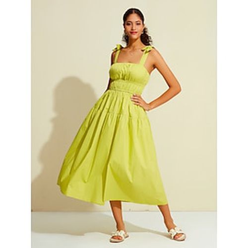 Cotton Strap Shirred Swing Sundress Maxi Dress - Ador - Modalova