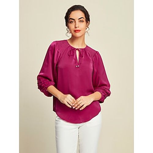 Satin Solid Shimmery Raglan Sleeve Casual Blouse - Ador.com - Modalova