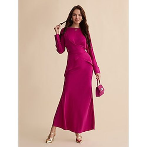 Satin Wedding Guest Magyar Sleeve Shirt Mid Waist Maxi Skirt Two Piece Set - Ador - Modalova