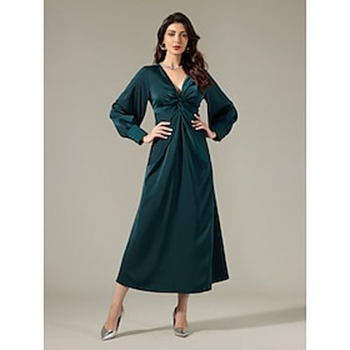 Satin Dark Green Twist Elegant Fashion Maxi Party Dress - Ador - Modalova