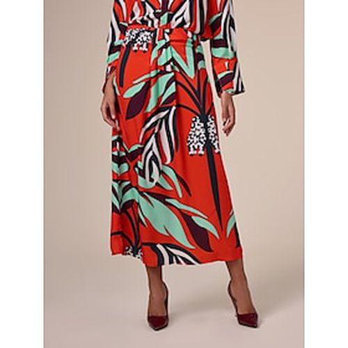 Satin Ruched Printing Elegant Midi Skirt - Ador.com - Modalova