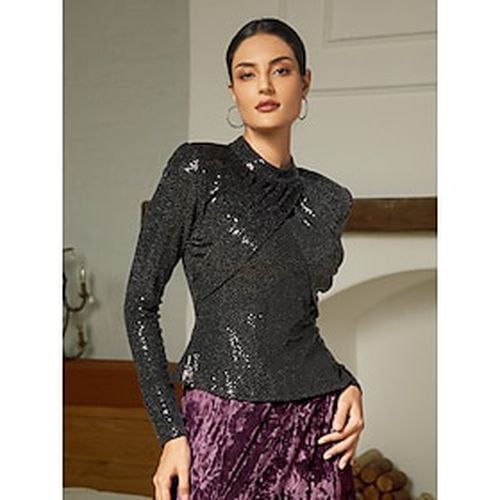 Sequin Ruched Glitter Fashion Blouse - Ador - Modalova