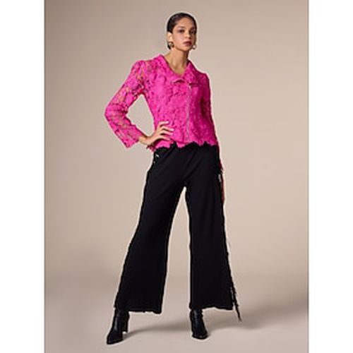 Lace Jacket Cotton Black Tassel Pants Two Piece Set - Ador.com - Modalova