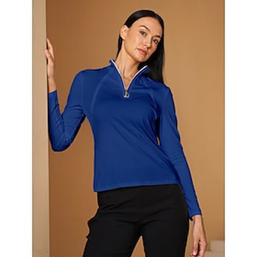 Women's Golf Polo Shirt Light Yellow Lake blue Black Long Sleeve Top Ladies Golf Attire Clothes Outfits Wear Apparel - Ador.com - Modalova