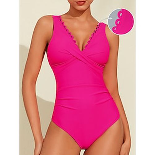 Triangle V-Neck Petal Border One-Piece Swimsuit - Ador.com - Modalova