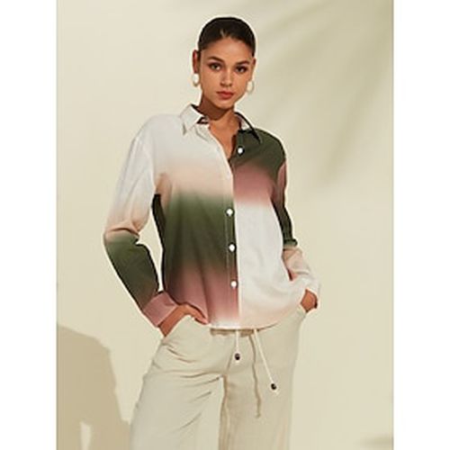Linen Gradient Ombre Long Sleeve Shirt - Ador - Modalova