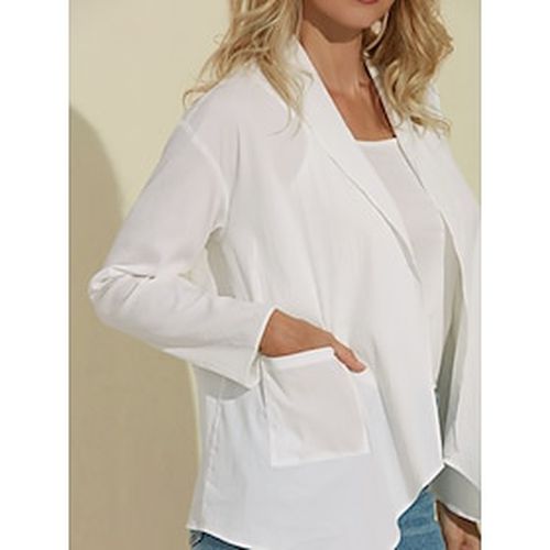 Women's Tencel Textured Fabric Casual Breathable UV Cardigan Cover-up With Pocket - Ador - Modalova