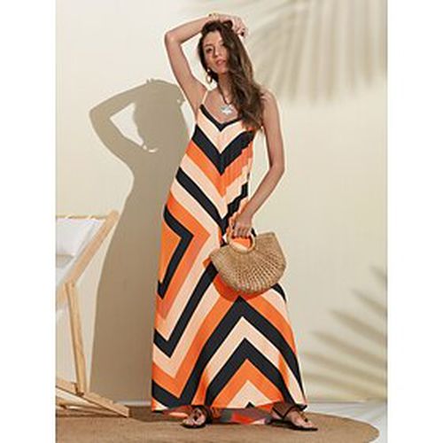 Striped Graphic Slip Maxi Dress - Ador - Modalova