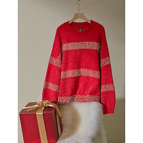 Chenille Set-in Crew Neck Ribbed Knit Sweater - Ador.com - Modalova